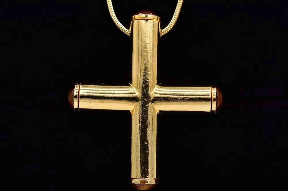 Anne Klein Accessocraft Vintage Cross Necklace Weighted Gold Chunky Signed BinBL